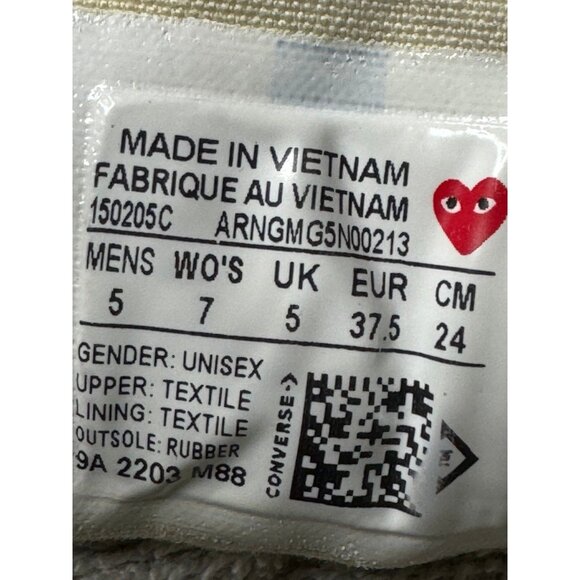 Mens 5 Comme des Garçons Play Chuck 70 High Milk Chuck Taylor All Star 150205c - Picture 9 of 9